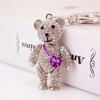 Cute Sweet Bear Heart Shape Zinc Alloy Plating Inlay Rhinestones Unisex Bag Pendant Keychain sku image 4