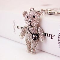 Cute Sweet Bear Heart Shape Zinc Alloy Plating Inlay Rhinestones Unisex Bag Pendant Keychain sku image 1
