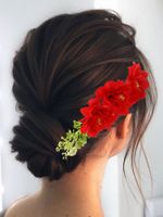 Women's IG Style Pastoral Flower Plastic Cloth Insert Comb sku image 3