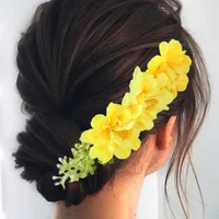 Women's IG Style Pastoral Flower Plastic Cloth Insert Comb sku image 4