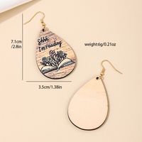 1 Piece Simple Style Classic Style Book Letter Printing Wood Drop Earrings main image 8