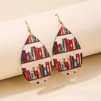 1 Piece Simple Style Classic Style Book Letter Printing Wood Drop Earrings main image 5