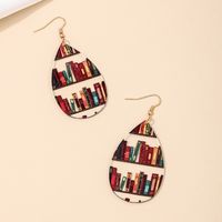 1 Piece Simple Style Classic Style Book Letter Printing Wood Drop Earrings main image 2