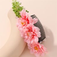 Women's IG Style Pastoral Flower Plastic Cloth Insert Comb main image 3