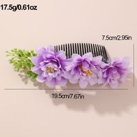 Women's IG Style Pastoral Flower Plastic Cloth Insert Comb main image 2