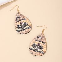 1 Piece Simple Style Classic Style Book Letter Printing Wood Drop Earrings main image 3