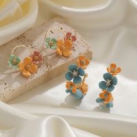 1 Pair Vacation Flower Plating Copper 14K Gold Plated Ear Studs main image 1
