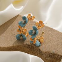 1 Pair Vacation Flower Plating Copper 14K Gold Plated Ear Studs main image 4
