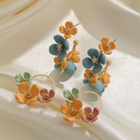 1 Pair Vacation Flower Plating Copper 14K Gold Plated Ear Studs main image 2