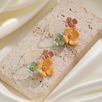 1 Pair Vacation Flower Plating Copper 14K Gold Plated Ear Studs main image 5