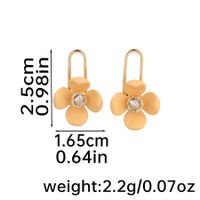 1 Pair Vacation Flower Plating Inlay Copper Rhinestones 14K Gold Plated Drop Earrings sku image 1