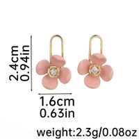1 Pair Vacation Flower Plating Inlay Copper Rhinestones 14K Gold Plated Drop Earrings sku image 2