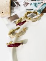 1 Pair Luxurious Simple Style Color Block Enamel Plating Copper 14K Gold Plated Earrings main image 12