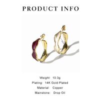 1 Pair Luxurious Simple Style Color Block Enamel Plating Copper 14K Gold Plated Earrings main image 7