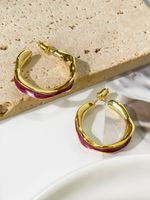 1 Pair Luxurious Simple Style Color Block Enamel Plating Copper 14K Gold Plated Earrings sku image 2