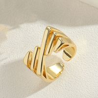 Wholesale Simple Style Irregular Solid Color Copper 14K Gold Plated Copper Open Rings sku image 1