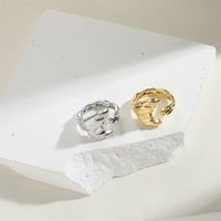 Wholesale Simple Style Irregular Solid Color Copper 14K Gold Plated Copper Open Rings main image 6