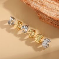 Wholesale Simple Style Irregular Solid Color Copper 14K Gold Plated Copper Open Rings main image 3