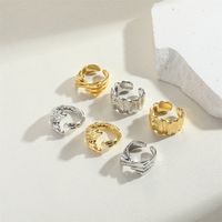 Wholesale Simple Style Irregular Solid Color Copper 14K Gold Plated Copper Open Rings main image 8