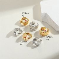 Wholesale Simple Style Irregular Solid Color Copper 14K Gold Plated Copper Open Rings main image 2