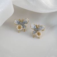 1 Pair Vintage Style Sweet Heart Shape Flower Butterfly Copper Inlay Rhinestones Earrings sku image 11