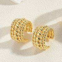 1 Pair Simple Style C Shape Hollow Out Copper 14K Gold Plated Ear Cuffs sku image 4
