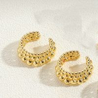1 Pair Simple Style C Shape Hollow Out Copper 14K Gold Plated Ear Cuffs sku image 1