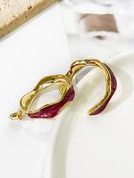 1 Pair Luxurious Simple Style Color Block Enamel Plating Copper 14K Gold Plated Earrings main image 11