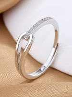 Titanium Steel Copper 18K Gold Plated Simple Style Hollow Out Inlay Geometric Zircon Open Rings sku image 8