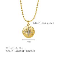 304 Stainless Steel 18K Gold Plated IG Style Simple Style Inlay Hexagram Round Rhinestones Pendant Necklace main image 2