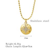 304 Stainless Steel 18K Gold Plated IG Style Simple Style Inlay Hexagram Round Rhinestones Pendant Necklace sku image 2