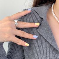 Sterling Silber Weißgold Plattiert Elegant Glam Überzug Inlay Einfarbig Perle Zirkon Offener Ring main image 3