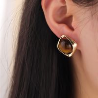 1 Pair Classic Style Solid Color Plating Inlay Artificial Crystal 18K Gold Plated Ear Studs main image 1
