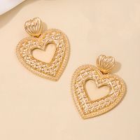1 Piece Simple Style Classic Style Heart Shape Hollow Out 304 Stainless Steel Zinc Alloy Drop Earrings main image 3
