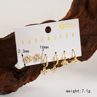 1 Set Casual Leaves Flower Inlay Copper Artificial Pearls Zircon 14K Gold Plated Ear Cuffs Earrings sku image 1