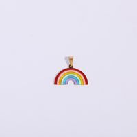 Wholesale Casual Cartoon Style Cute Rainbow Bear Heart Shape Copper Inlay Gold Plated Zircon main image 6