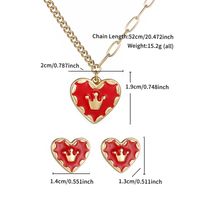 304 Stainless Steel 14K Gold Plated Lady Sweet Enamel Plating Bulb Heart Shape Flower Jewelry Set main image 4