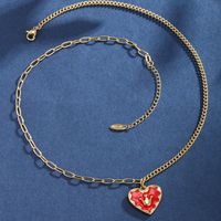 304 Stainless Steel 14K Gold Plated Lady Sweet Enamel Plating Bulb Heart Shape Flower Jewelry Set main image 8