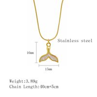 304 Stainless Steel 18K Gold Plated IG Style Classic Style Commute Plating Fish Tail Shell Pendant Necklace main image 2