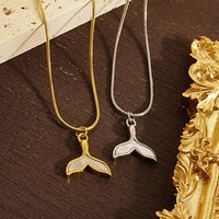 304 Stainless Steel 18K Gold Plated IG Style Classic Style Commute Plating Fish Tail Shell Pendant Necklace main image 1