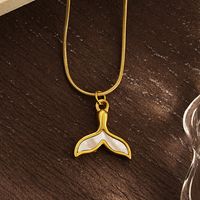 304 Stainless Steel 18K Gold Plated IG Style Classic Style Commute Plating Fish Tail Shell Pendant Necklace main image 3