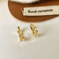 1 Pair Simple Style Classic Style Flower Plating Inlay Copper Zircon 18K Gold Plated Ear Studs main image 1