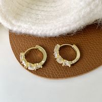 1 Pair Simple Style Classic Style Flower Plating Inlay Copper Zircon 18K Gold Plated Ear Studs main image 5