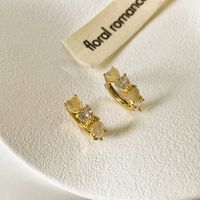 1 Pair Simple Style Classic Style Flower Plating Inlay Copper Zircon 18K Gold Plated Ear Studs main image 6