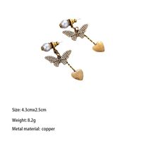 1 Pair Elegant Retro French Style Geometric Flower Inlay Copper Pearl Zircon 18K Gold Plated Drop Earrings Ear Studs main image 4