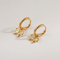 1 Pair Cute Simple Style Classic Style Bow Knot Hollow Out 304 Stainless Steel 14K Gold Plated Drop Earrings Ear Studs main image 6