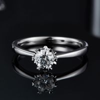 Sterling Silver Elegant Shiny GRA Certificate Plating Inlay Round Lab-grown Diamonds Moissanite Rings main image 2