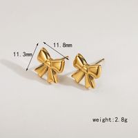 1 Pair Cute Simple Style Classic Style Bow Knot Hollow Out 304 Stainless Steel 14K Gold Plated Drop Earrings Ear Studs main image 2
