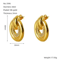 1 Pair Elegant Simple Style Geometric Inlay Titanium Steel Rhinestones 18K Gold Plated Drop Earrings main image 2