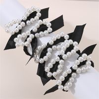 Women's Fairy Style Cute Bow Knot Artificial Pearl Cloth Elastic Band Hair Tie main image 6